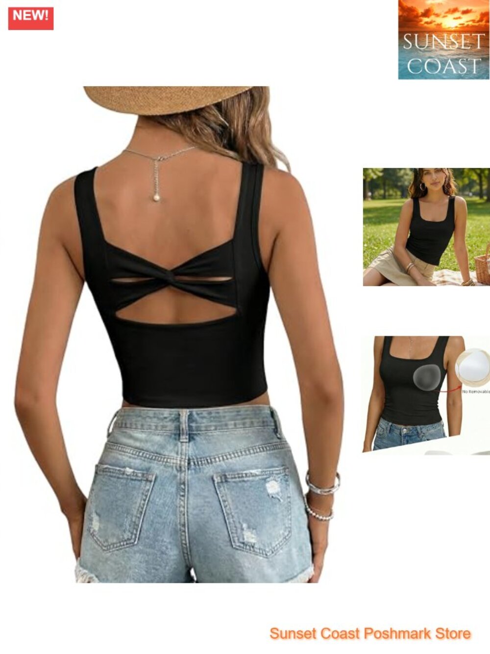 Women's Athletic Tank Top with Built-In Bra Sleeveless Ribbed Fitness Shirt